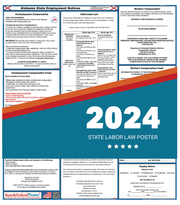 Alabama State Labor Law Poster 2024