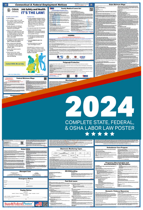 Connecticut State and Federal Labor Law Poster 2024