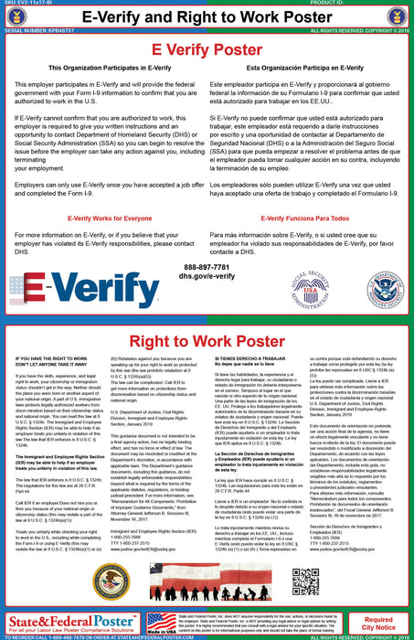 Federal E-Verify and Right to Work Digital Poster (Bilingual) 2024