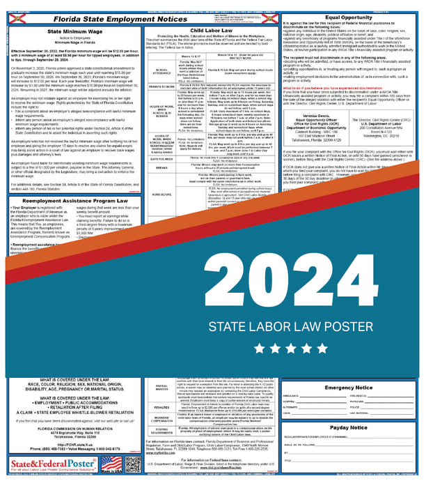 Florida State Labor Law Poster 2024