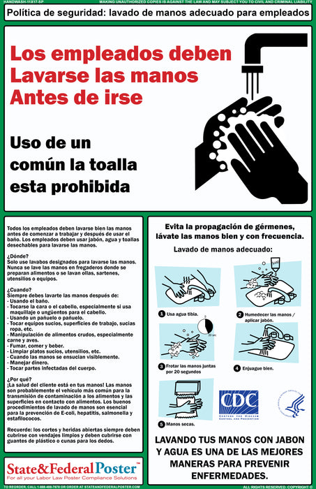 Handwash Poster - State and Federal Poster