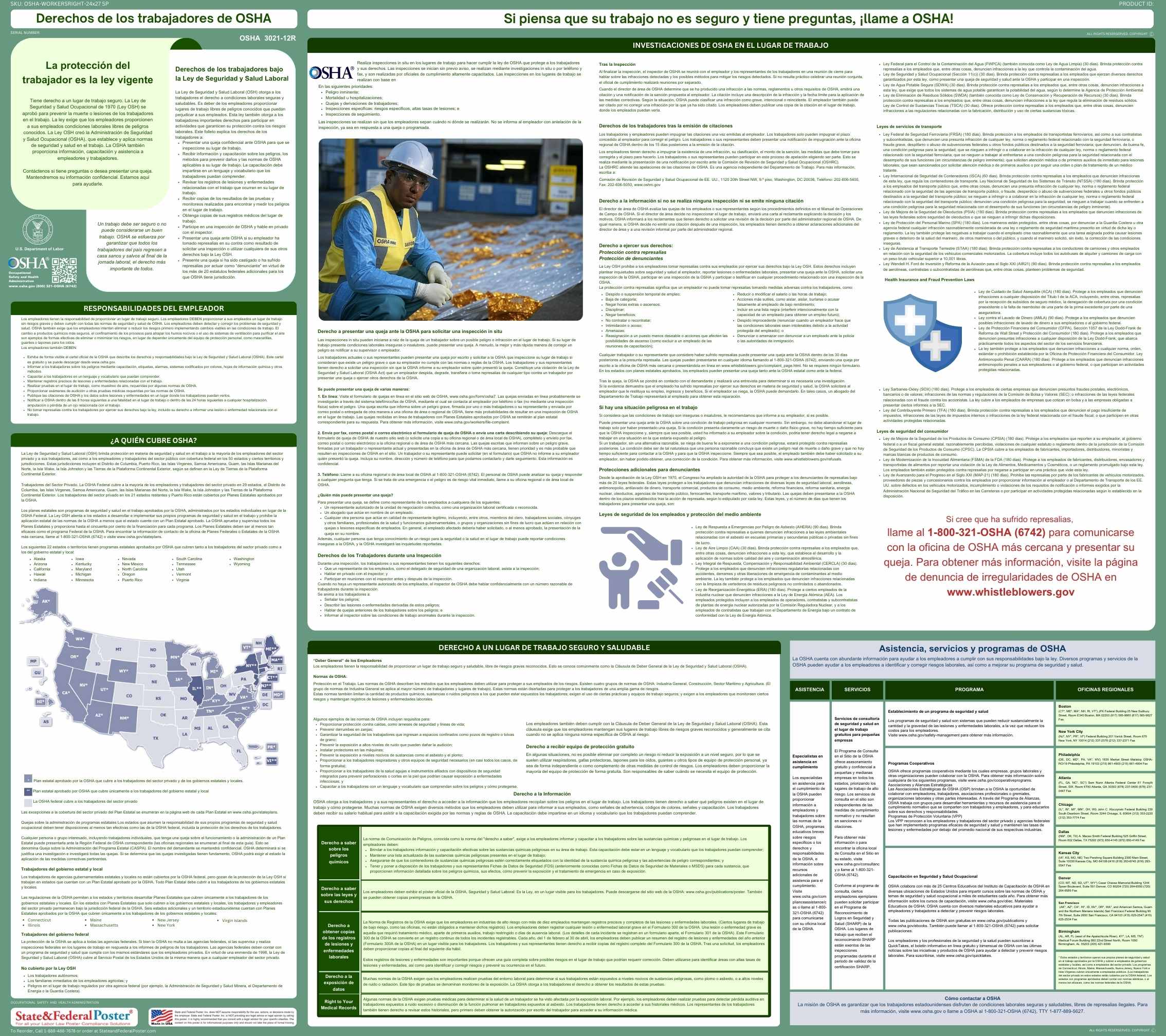 OSHA Workers Rights — State and Federal Poster