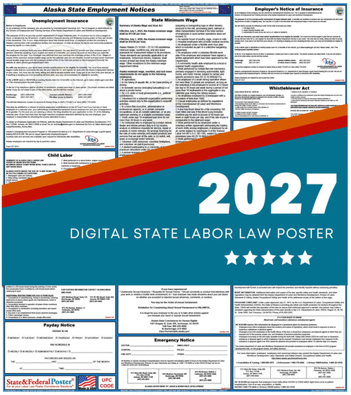 Alaska State Labor Law Poster 2027 - State and Federal Poster
