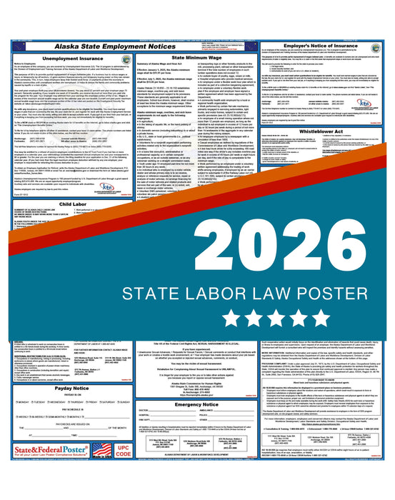 PREORDER - Alaska State Labor Law Poster 2026