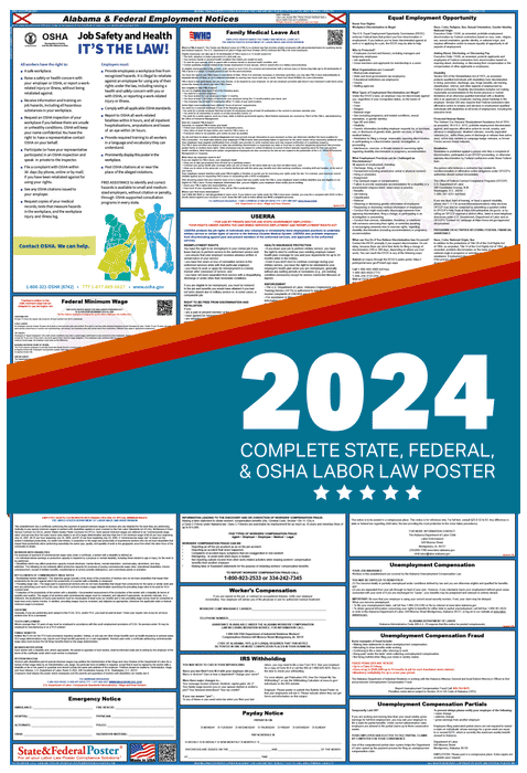 Alabama State and Federal Labor Law Poster 2024