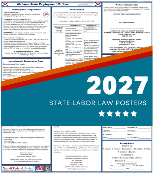 Alabama State Labor Law Poster 2027 - State and Federal Poster