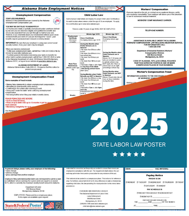 PREORDER - Alabama State Labor Law Poster 2025