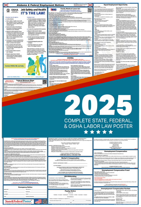 PREORDER - Alabama State and Federal Labor Law Poster 2025