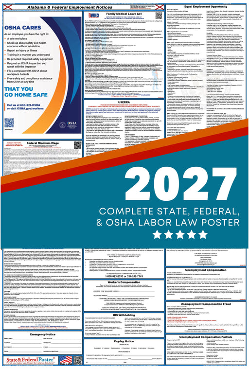 Alabama State and Federal Labor Law Poster 2027 - State and Federal Poster
