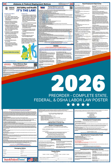 PREORDER - Alabama State and Federal Labor Law Poster 2026