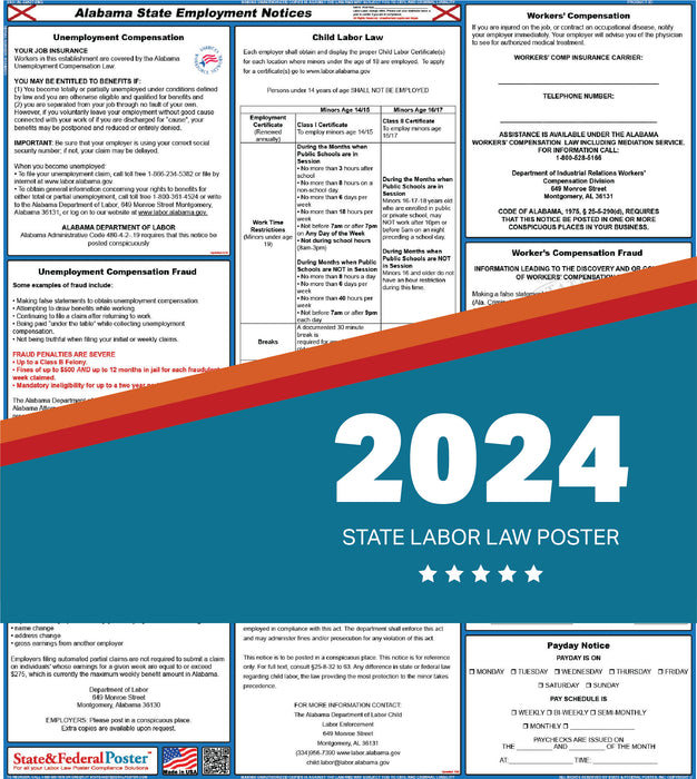 Alabama State Labor Law Poster 2024