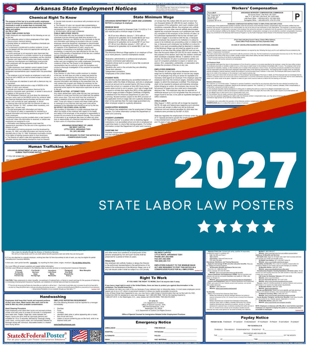Arkansas State Labor Law Poster 2027 - State and Federal Poster