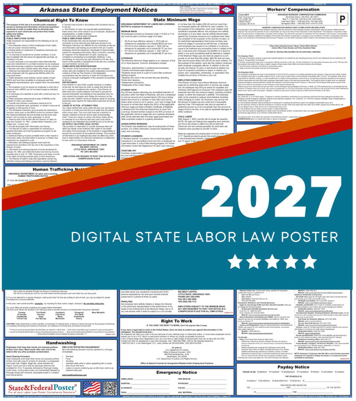 Arkansas State Labor Law Poster 2027 - State and Federal Poster