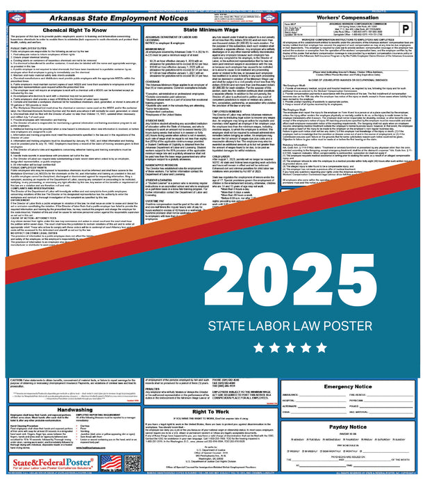 PREORDER - Arkansas State Labor Law Poster 2025