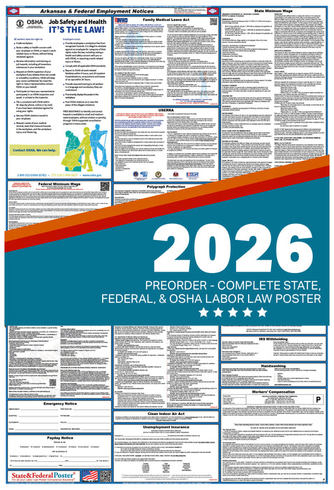 PREORDER - Arkansas State and Federal Labor Law Poster 2026
