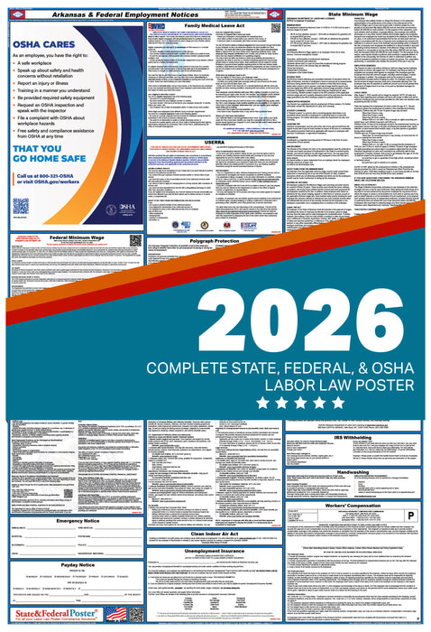 Arkansas State and Federal Labor Law Poster 2026 - State and Federal Poster