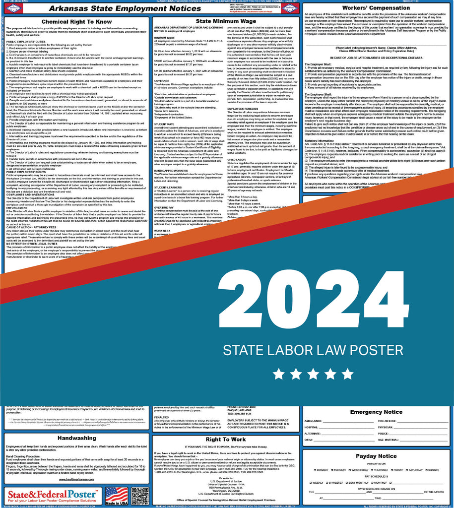 PREORDER - Arkansas State Labor Law Poster 2024 — State and Federal Poster