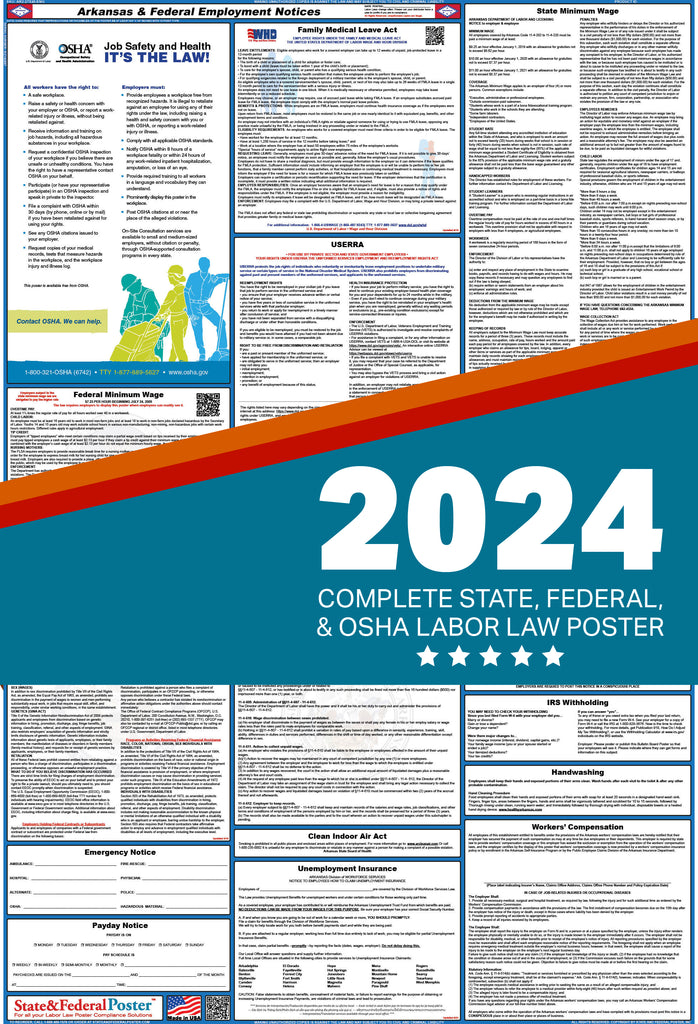 Arkansas Digital Labor Law Poster 2024 — State and Federal Poster