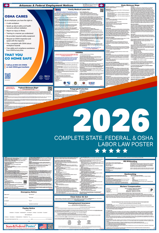 Arkansas State and Federal Labor Law Poster 2026 - State and Federal Poster