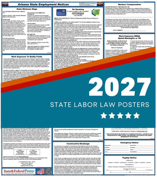Arizona State Labor Law Poster 2027 - State and Federal Poster
