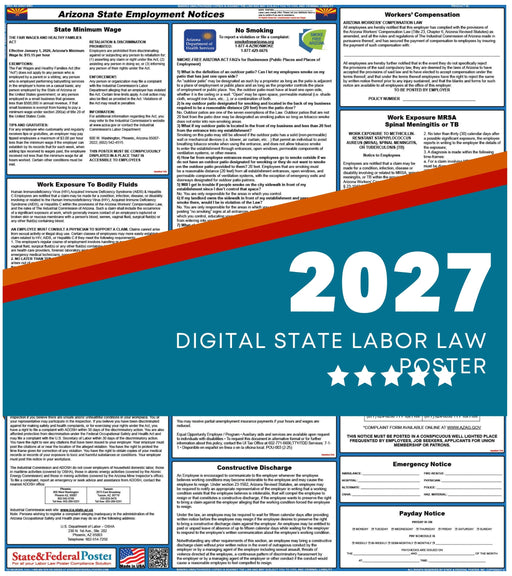 Arizona State Labor Law Poster 2027 - State and Federal Poster