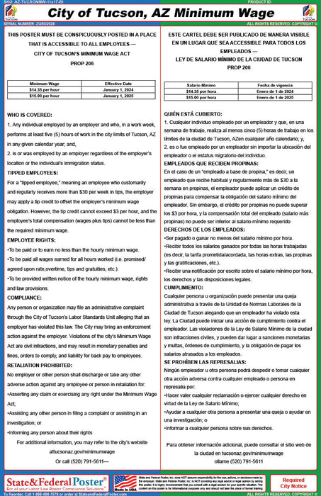 City of Tucson, AZ Minimum Wage Act