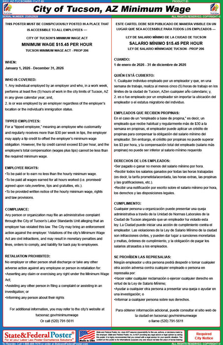 Tucson, Arizona Minimum Wage Act (Bilingual)
