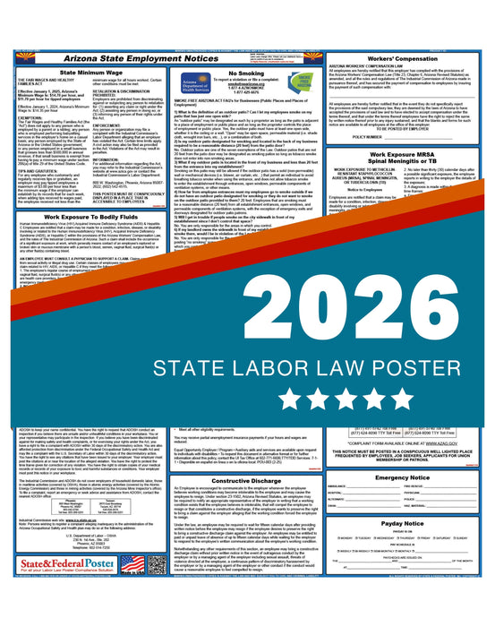 PREORDER - Arizona State Labor Law Poster 2026