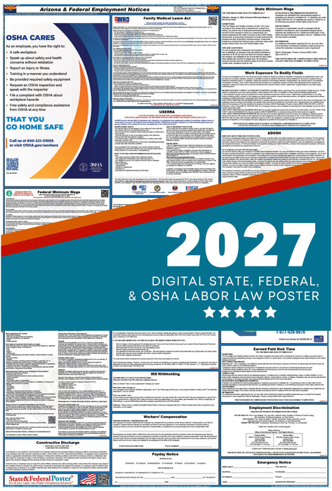 Digital Arizona Labor Law Poster 2027 - State and Federal Poster