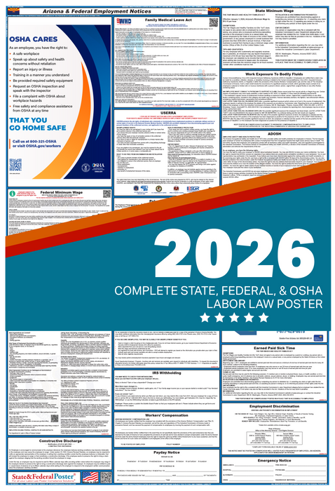 Digital Arizona Labor Law Poster 2026 - State and Federal Poster