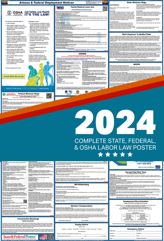 PREORDER - Arizona State and Federal Labor Law Poster 2024 — State and  Federal Poster