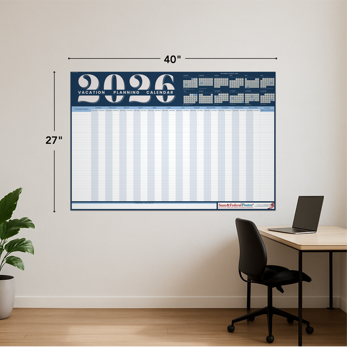 2026 Vacation Planning Calendar 40x27 - Horizontal