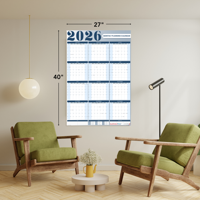 2026 Monthly Planning Calendar 27x40 - Vertical