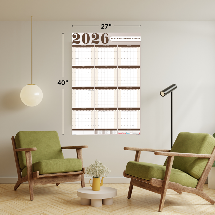 2026 Monthly Planning Calendar 27x40 - Vertical