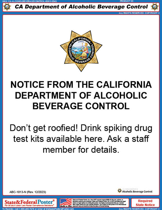 CA Department of Alcoholic Beverage Control Poster