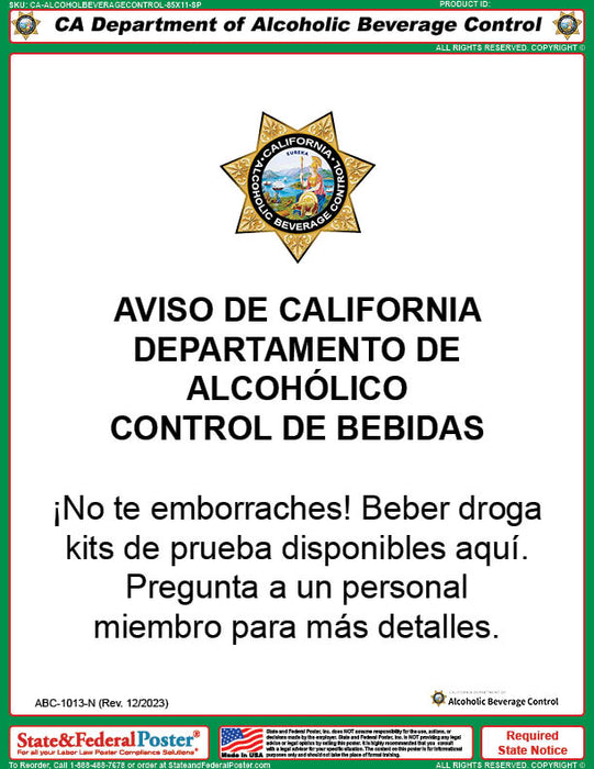 CA Department of Alcoholic Beverage Control Poster