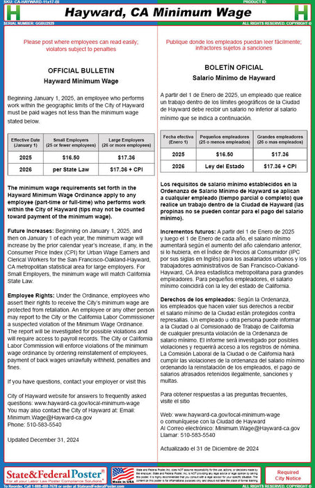 Digital Hayward, California Minimum Wage (Bilingual)