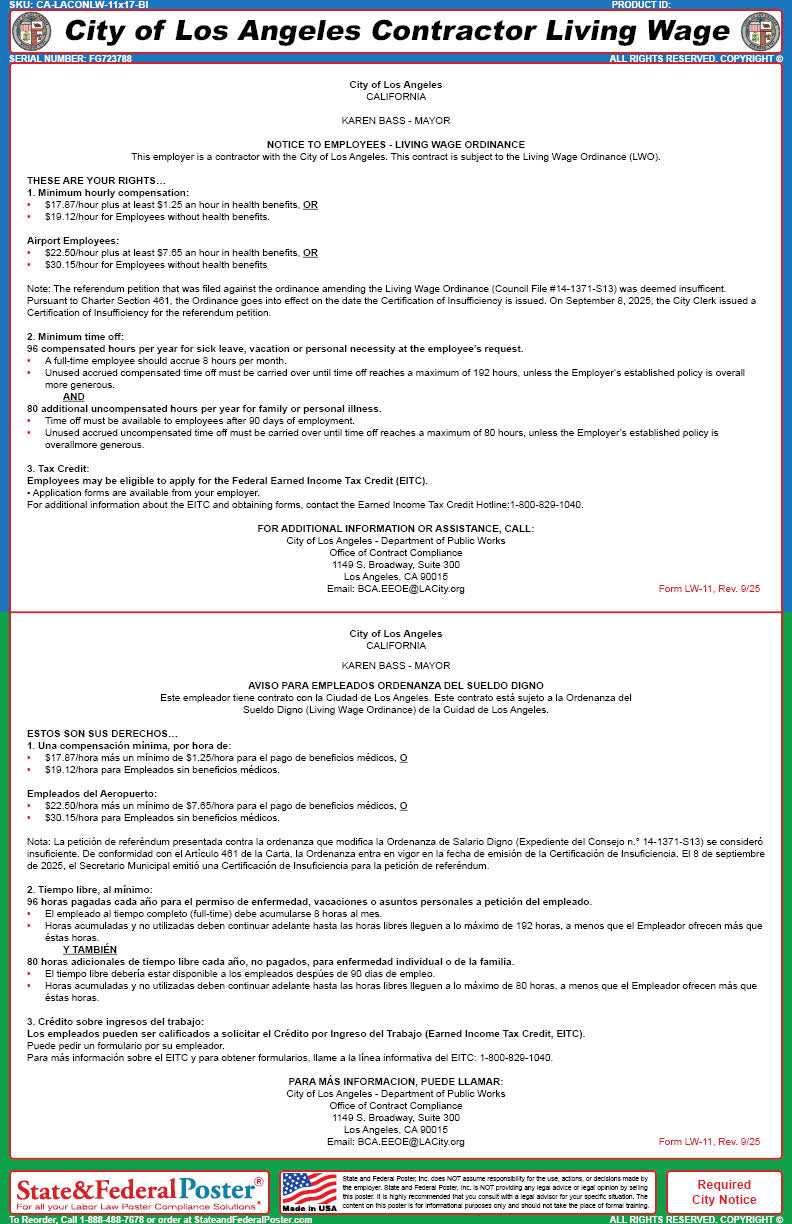 Los Angeles Contractor Living Wage Ordinance (Bilingual) — State and ...