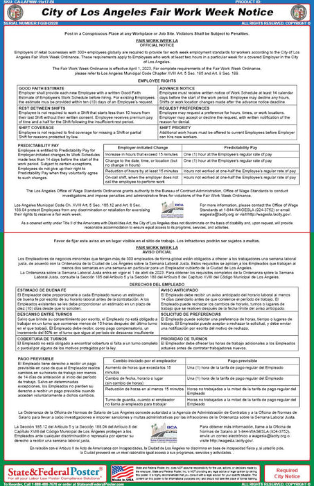 Digital City of Los Angeles Fair Work Week Notice (Bilingual)