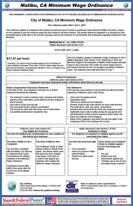 Malibu, California Minimum Wage  Ordinance