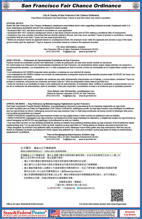 Digital San Francisco, California Fair Chance Ordinance (Multilingual)