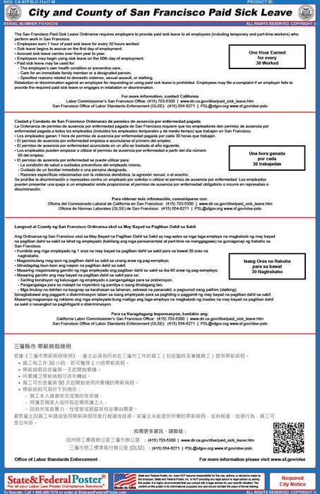 Digital San Francisco, California Paid Sick Leave Ordinance (Multilingual)