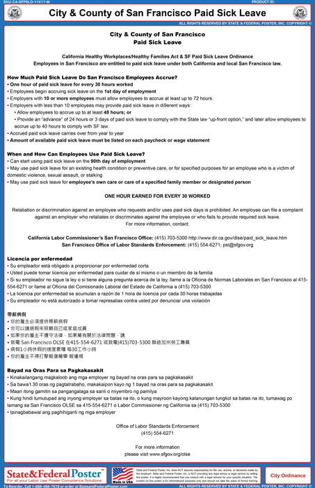 Digital San Francisco, California Paid Sick Leave (Multilingual)