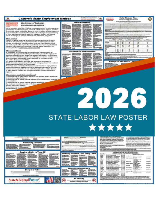 Statief Labo California State Labor Law Poster 2026 — State and Federal Poster