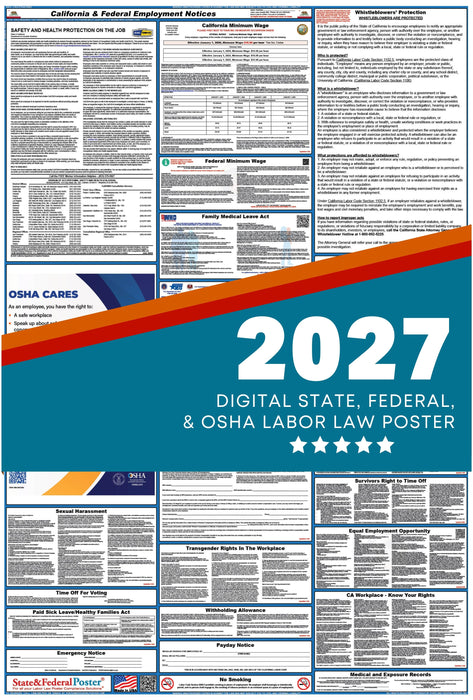 Digital California Labor Law Poster 2027 - State and Federal Poster