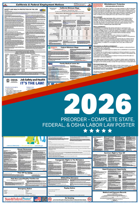 PREORDER - California State and Federal Labor Law Poster 2026