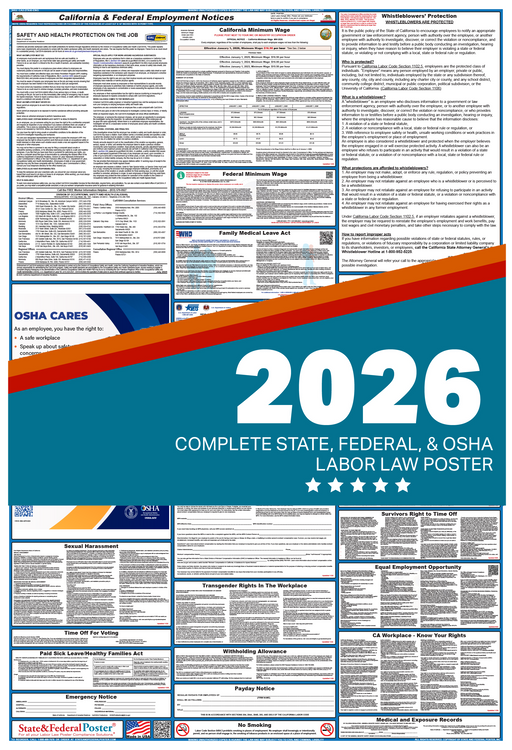 Digital California Labor Law Poster 2026 - State and Federal Poster
