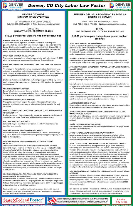 Digital Denver, Colorado City Labor Law Poster (Bilingual)