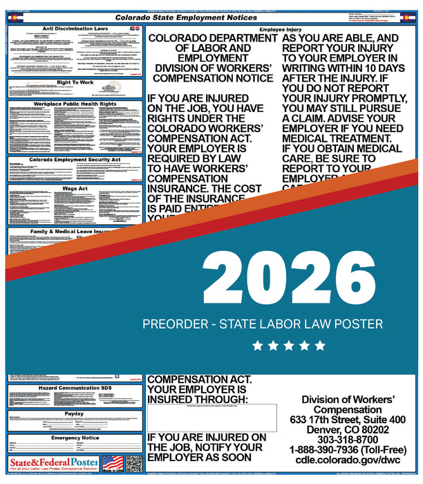 PREORDER - Colorado State Labor Law Poster 2026