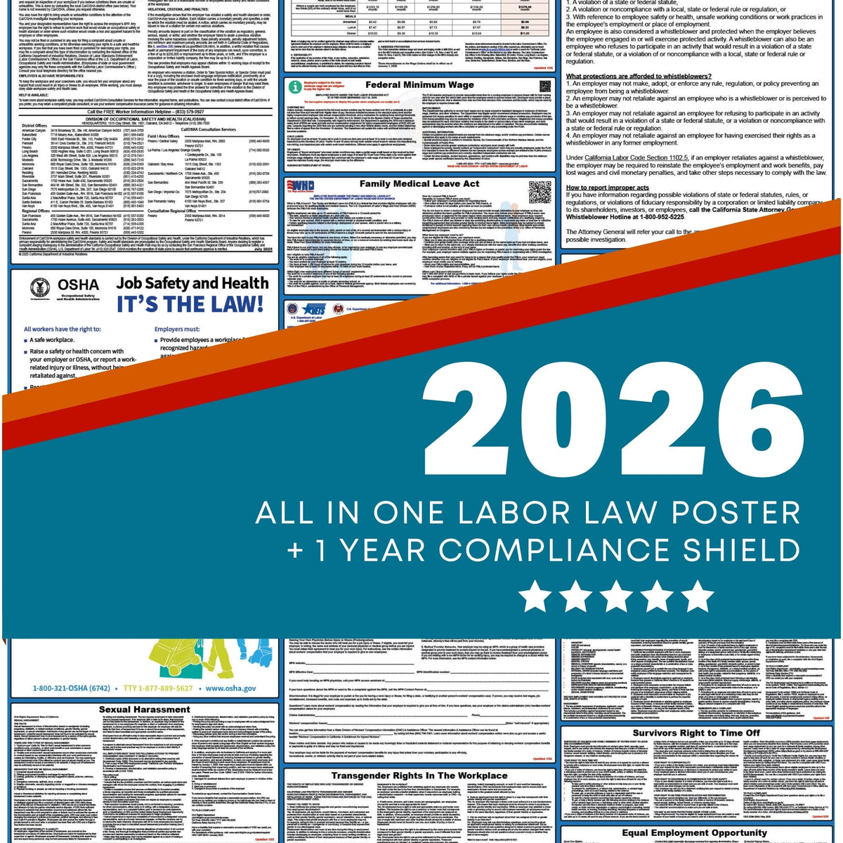 Photo State Poster 2026 State & Federal Poster + 1 Year Compliance Shield Plan — State and ...